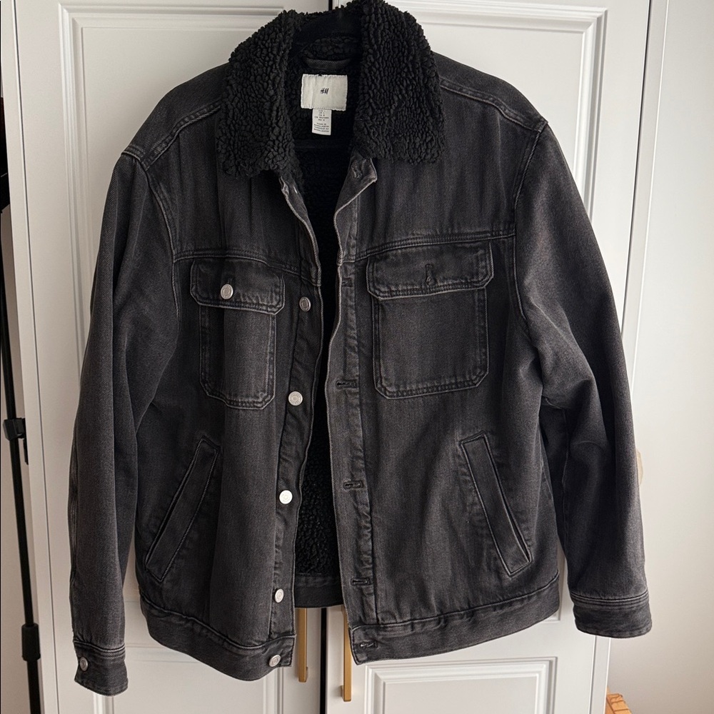 Black Denim Jacket Sherpa lined
